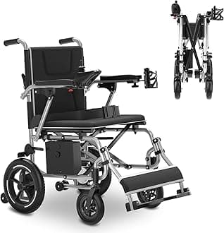 Ultralight 36lbs Foldable Electric Wheelchair for Adults - KERDOM Aluminum Frame Electric Wheelchair, 300lbs Capacity & Detachable Lithium Battery, 360W Motor Wheelchair, All-Terrain PU Wheels