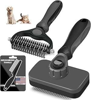 3PCS Dog Brush I Dog Brush for Shedding I Dog Bath Brush I Slicker Brush For Dogs I Dog Comb I Premium Pet Supplies (Gray Black)