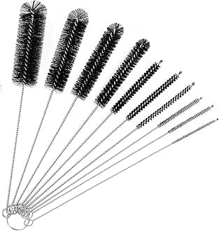 Straw Cleaner Brush Sets, 10 inch Long Tube and Bottle Cleaning Brushes, 10 PCS Professional Flexible Brushes for Cleaning Pipes, Keyboards, Glass and Narrow Neck Bottles Cups (Black, 10 inch A)