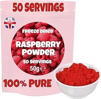 Raspberry Powder | Freeze Dried | 100% Pure | Freeze Dried Raspberry Powder | No Added Sugar | No Preservatives | Ideal Baking | Shakes | Smoothies | Icing | Frosting | 50 Servings | Raspberries