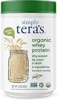 Organic Whey Protein Powder - Grass Fed Vanilla Whey Protein Powder, Clean, Made Without Artificial Sweeteners, Non-GMO, Kosher, rBGH-Free, Organic - 12 Oz