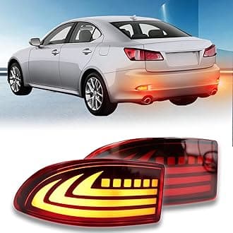 Upgrade LED Rear Bumper Reflectors Light Fog Brake Tail Lamps Compatible with Lexus Gen2 2006-2012 IS IS250 IS300 IS350 IS200t is-F Replace OEM Stock Reflector Turn Signal Light (Red)