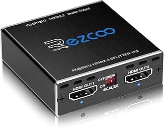 SP12H2 4K HDMI Splitter - 1x2 HDR, Dolby Vision Atmos, Down Scaler, 4K 1080P Sync, 4:4:4, HDCP2.2, EDID 4K5.1/4K7.1/Copy, For Game, Xbox, PS5, Roku