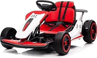 GarveeLife 24V Go Kart for Kids 6-12 Year Old,Child Electric Drift Go-Kart with Music Mode,Electric Drifting Go Cart with Powerful Motor for 6+ Years Kid,2 Speed Available,Max Load 110 LBS (Red-1)