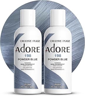 Adore Semi Permanent Hair Color (198 Powder Blue) (2 Pack) | Vegan & Cruelty-Free Blue Hair Dye | No Ammonia, No Peroxide, No Alcohol | 4 Fl Oz