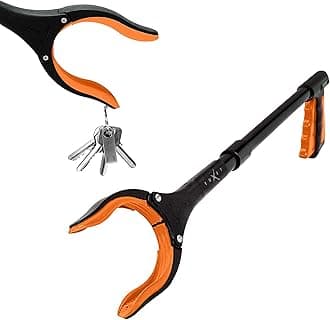 Grabber Reacher Tool 19 Inch Long, Foldable Pick Up Stick - Strong Grip Magnetic Tip - Heavy Duty Trash Picker Claw Reacher Grabber Tool Elderly Wheelchair Mobility Aid (Orange)