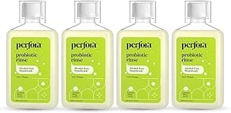 Perfora Lemon Mint Mouth Wash | Mouth Freshener with Probiotics, Hyaluronic Acid, & Vitamin C | No Artificial Flavors & Colors | Alcohol Free | Suitable for Men, Women, Children | Pack of 4 (200ml)