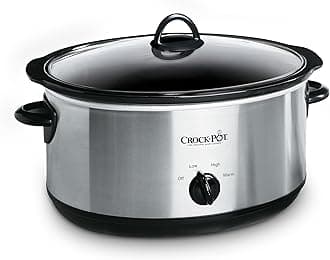 7 Quart Oval Manual Slow Cooker, Stainless Steel (SCV700-S-BR), Versatile Cookware for Large Families or Entertaining