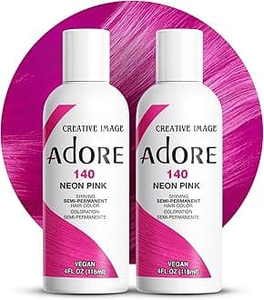 Adore Semi Permanent Hair Color (140 Neon Pink) (2 Pack) | Vegan & Cruelty-Free Pink Hair Dye | No Ammonia, No Peroxide, No Alcohol | 4 Fl Oz