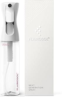 FLAIROSOL - The Original, Continuous Ultra Fine Mist Spray Bottle, Multi-Tasking Marvel for Hair, Skin, Home, Pet Care and more, Refillable and Reusable, 10.1oz/300ml (Clear Bottle-Pink Print)