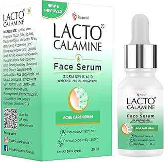 Lacto Calamine 2% Salicylic Acid Face Serum | 30ml | Face Serum For Acne, Blackheads, Oil control, Open Pores & Clear Skin | Dermatologically Tested & Fragrance Free