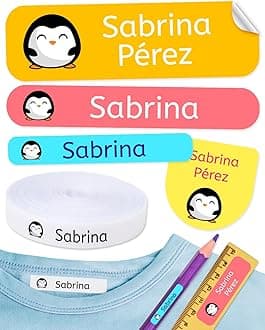 310 Custom Name Labels with Icon. 200 Eco-Friendly Iron-On Fabric Labels + 110 Waterproof Stickers for School, Daycare & Nursing Home