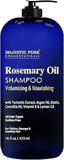 Majestic Pure Rosemary Oil Shampoo for Hair Growth - Volumizing & Nourishing Shampoo - with Vitamin E & Argan Oil - Sulfate Free, for Men & Women - 16 fl oz
