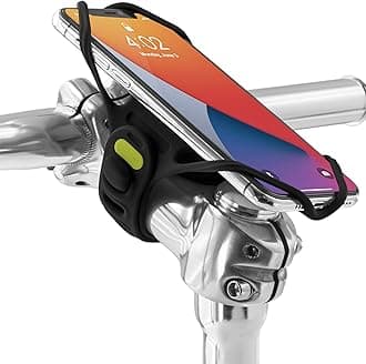 【Bone】Bike Tie Pro 4 Bike Phone Mount Bicycle Phone Holder for Stem Mounting 4.7"-7.2" iPhone 15/Pro/Pro Max, Ultra Light Phone Mount for Bike Motorcycle, Designed for Road Bicycle Accessories - Black