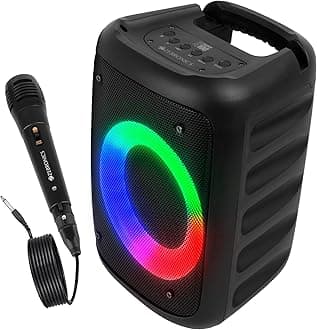 Zeb-Buddy 100 Portable BT v5.0 Speaker with TWS, 15W RMS, Wired mic Karaoke, 5H Backup, RGB LED, FM Radio, AUX, USB, Micro SD, Built in Rechargeable Battery and Mobile Holder, Black
