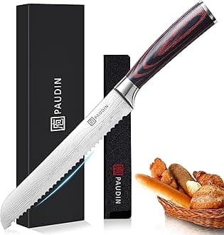 Bread Knife 8", Ultra Sharp Wave Edge - Forged Premium German HC Stainless Steel, Serrated Bread Knife for Homemade Bread and Sourdough Bread, Pakkawood Handle