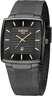 NIBOSIMen Watches Analog Quartz Square Military Waterproof Sport Business Wrist Watch for Men with Stainless Steel Mesh Strap Date Calendar