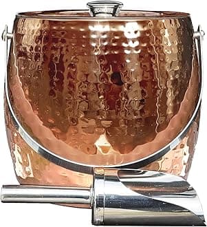 BREKX 3QT Insulated Ice Bucket with Lid and Scoop for Parties - Sweat-Free Wine Chiller/Champagne Bucket for Cocktail Bar, Rose Gold