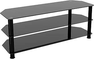 AVF SDC1250BB-A TV Stand for TVs UP to 60-inch, Black Glass, Black Legs