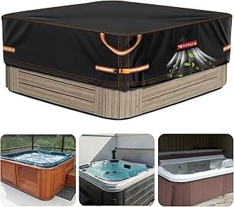 VniyYors Hot Tub Cover, 600D Heavy Duty Oxford Hot Tub Lid, Spa Covers for Hot Tub, Waterproof, Sun-Proof and Tear-Resistant Hot Tub Covers Replacement (Black, 85" L x 85" W x 20" H)
