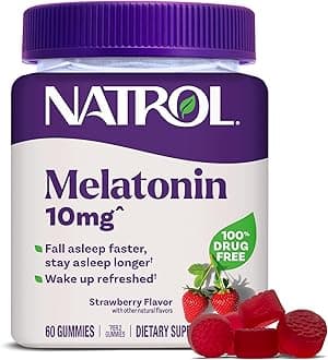 10mg Melatonin Gummies, Sleep Support for Adults, Melatonin Supplements for Sleeping, 60 Strawberry-Flavored Gummies, 30 Day Supply
