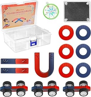 Science Magnet Kits for Kids: Educational Magnet Science Projects Experiment Tools Physics Lab Kits Includes Bar/Ring/Horseshoe/Compass/Iron Powder