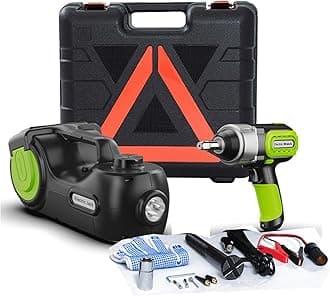 5 Ton (11000lb) Electric Car Jack Emergency Roadside Car Floor Jack（6.1-20.87”） LCD, Multi Functions Car Tire Lift Kit Air Compressor, Electric Tire Impact Wrench for SUV VAN Cars Tire Replace