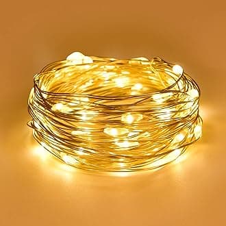 Fairy Lights Battery Operated, 2m 20 LED Copper Wire Battery String Lights, Warm White Fairy Lights Indoor for Bedroom Wedding Christmas Jars Bottle Decorations
