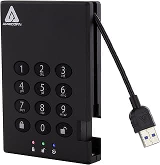 - Apricorn Aegis Padlock 3.0 1TB USB 3.0 External Hard Drive, Black