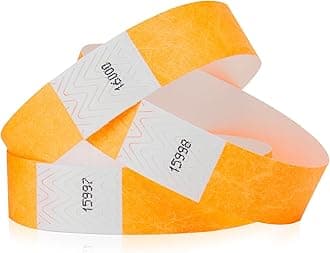 200 WristCo Neon Orange Tyvek Wristbands for Events Tamper-Proof Design & Fluorescent Color Prevent Reuse Premium-Grade Bracelets for Hospital & Medical ID, Party & VIP Identification