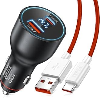 Car Charger for 120W 100W for OnePlus 13 15 13R 10T 12R 12 11 10 Pro Nord 2T, 65W Charger for OnePlus Nord N30 Open Pad 9 Pro 8 7T 6 LED Display USB C Car Charge Adapter 3.3FT Cable