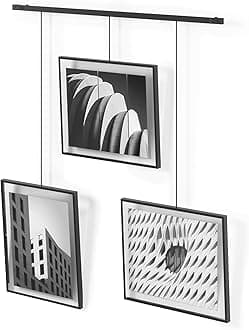 Umbra Exhibit Picture Frame Gallery Set, Adjustable Wall Collage Displays Three 8"x10" Photos, Set of 3, Black