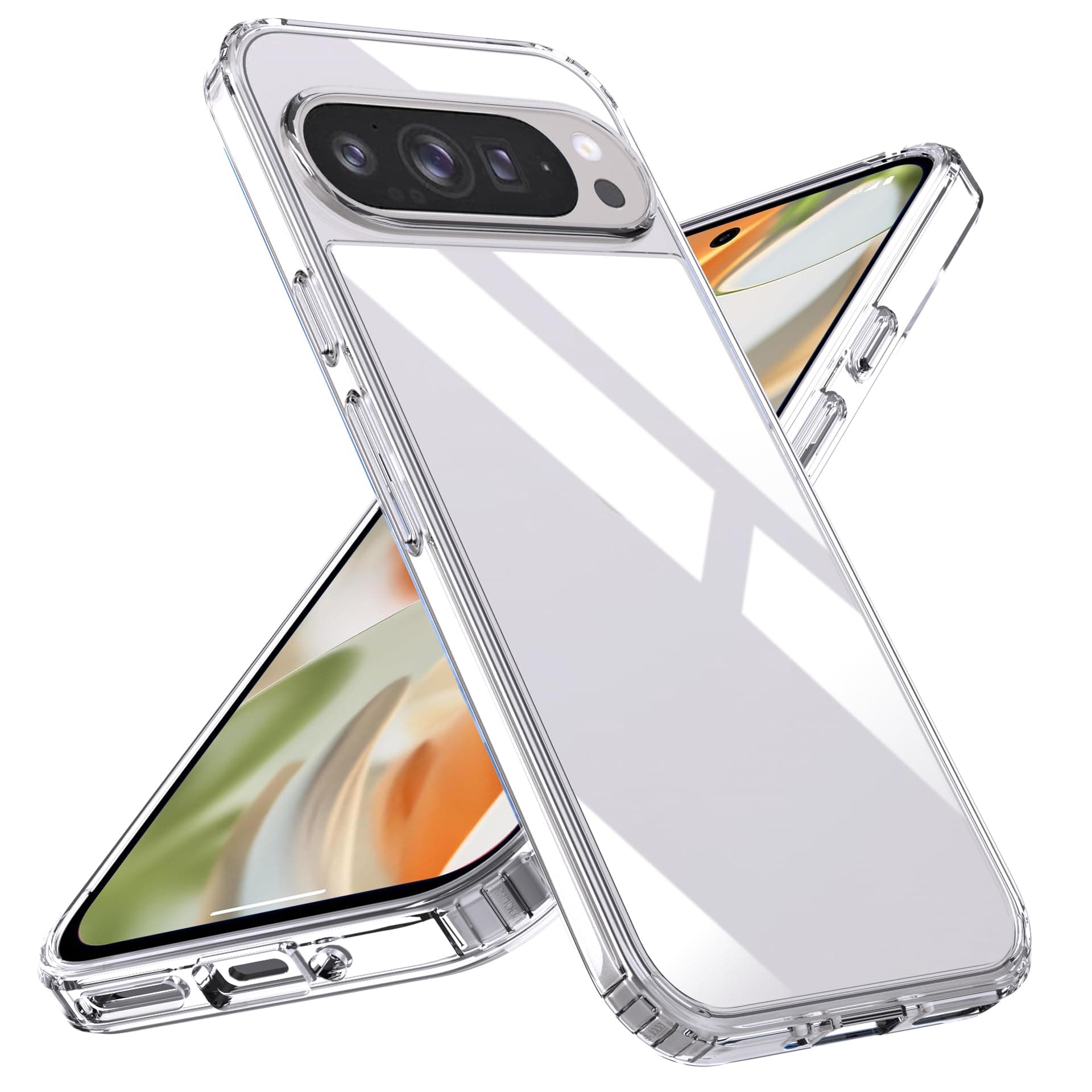 Natbok Case for Google Pixel 9 Pro Phone Case,Shockproof Soft TPU Bumper and Hard PC Back Case,Non-Yellowing,Anti-Scratch,Drop Protection,Slim Fit Cover Case for Google Pixel 9 Pro,Clear