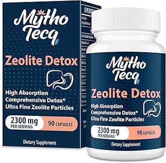 2300 MG Zeolite Detox Capsules - Activated Charcoal & Bentonite Clay, Highly Absorbable Full Body Detox, Liver & Gut Detox Cleanse, Zeolite Clinoptilolite for Heavy Metal Detox （90 Capsules）