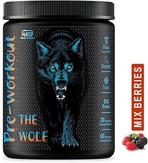 M B Muscle Builder's The Wolf Pre Workout | Build Muscle | Burn Fat | Increase Strength & Performance | Enhance Focus | Reduce Fatigue | Hardcore Powerful Pre Workout Energy Stimulant [Mix Berries]