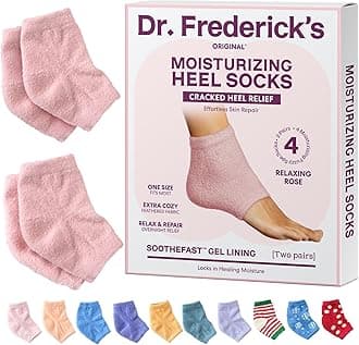 Dr. Frederick's Original Moisturizing Fuzzy Heel Socks for Dry Cracked Heels Treatment - Infused with Olive Oil, Jojoba Oil and Vitamin E - 2 Pairs - Stocking Stuffers for Adults - Relaxing Rose
