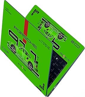 Full Body Laptop Skins Sticker Laminated HD Quality Vinyl fits Upto 15.6 inches Compatible with Dell, Lenovo, Acer, HP, Asus - Porsche 911 GT3 RS Gold Metallic-Self-Adhesive