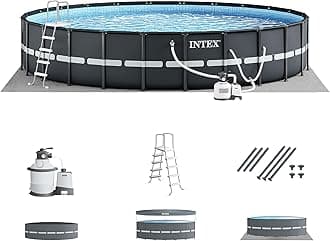 INTEX Ultra XTR 18 ft x 52 in Above Ground Pool Set, Round Swimming Pool with Steel Frame, 2100 GPH Sand Filter Pump, Ladder, Cover, & Ground Cloth