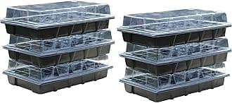 Seed Tray Propagator Kit 240 Cells, 40 Cells per Growing Seed Tray Clear Lids, Plant Germination, Windowsill Greenhouse & Garden, 3 Pack Seedling & Plugs Starter Plastic Grow Trays (6 Seed Trays)