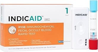 INDICAID Immunochemical Fecal Occult Blood Rapid Test (iFOB), FIT Colon Test, Accurate and Easy at Home, No Prep Required (1 Pack)
