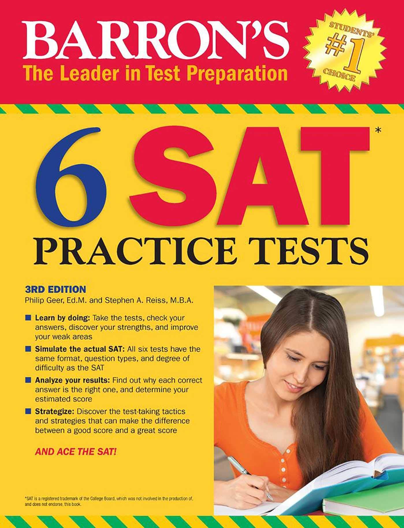 6 SAT Practice Tests: 3RD Edition (Barron's Test Prep) Paperback – Facsimile, 1 Sept. 2017