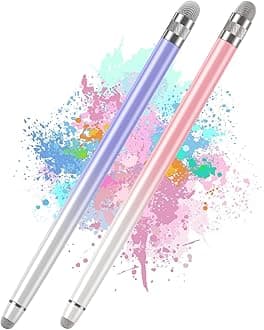 2PCS Stylus Pens for Touch Screens,Stylus Pen for iPhone/iPad/Tablet Android/Microsoft Surface,Compatible with Touch Screens(White Pink/White Purple)