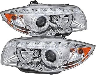 Carpartsinnovate Fits 04-11 E87 07-13 E82 E88 07-11 E81 LED Halo Clear Projector Headlights