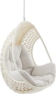 Ulax Furniture Hanging Egg Chair, Tear DropChair with Beige Cushion (Without Stand)