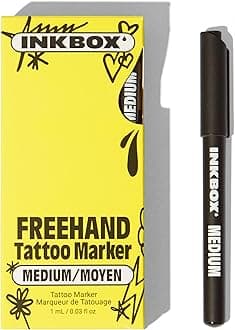 inkbox ﻿ Freehand Tattoo Marker - Medium, Draw on Skin, Long-Lasting 1-2 Weeks, Temporary Tattoo Pen, For All Artists, Water Resistant For Now Ink - Fades Naturally, 1-Pack - Medium-Tip Marker