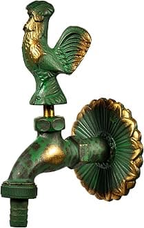 VARIOSAN Nostalgic Water Tap Outlet Valve 11237 1/2 Inch Brass Patinated Long Wall Clearance Solid Wall Rosette