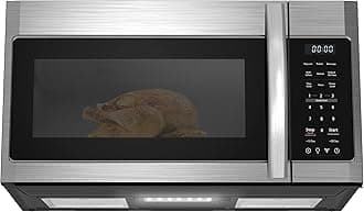 Over the Range Microwave Oven with Vent and One-Touch Auto Cooking, 1.7 cu. ft. OTR Over Stove Microwave, Stainless Steel, 1000 Watts, EM044K6CE-SS