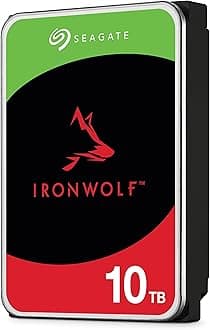 Seagate IronWolf, 10TB, NAS, Internal Hard Drive, CMR, 3.5 Inch, SATA, 6GB/s, 7.200 RPM, 256MB Cache, for RAID Network Attached Storage, 3 year Rescue Services (ST10000VN000)