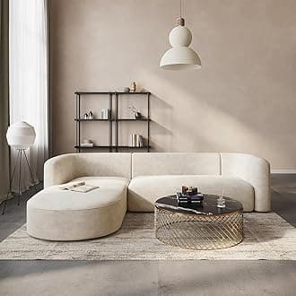 - Luxury Modern Tight Curved Back Velvet Sofa, Minimalist Style Comfy Couch for Living Room Apartment, L-Shaped Sectional with Left Chaise, Cream