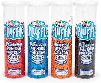 Pluffle® 4-Pack - Sensory Bin Foam Set, No Mess Alternative to Sand Toys & Slime for Toddlers at Home or in the Classroom, Fun Sensory Table Filler, Gift for Kids Ages 3+